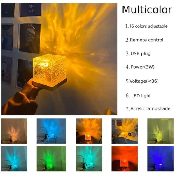USB Dynamic Water Pattern Light ON/OFF USB Plugged In With remote Control