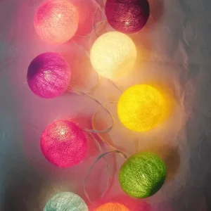 Fancy Cotton Ball Diwali Led Light, Decoration For Diwali, Christmas, Wedding, Party, Home, Patio Lawn - Multi Color, 16 Ball