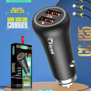 CC-125 3in1 Dual USB Ticon Car Charger