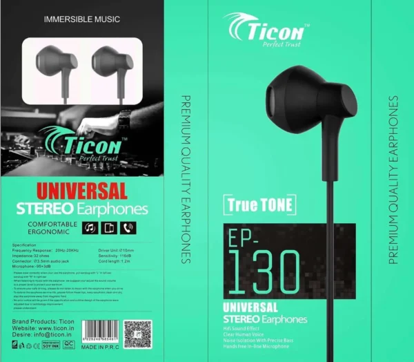 EP-130 Ticon 3.5mm Jack Champ Box Packing Earphone
