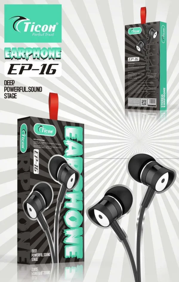 EP-16 Ticon 3.5mm Jack Champ Box Packing Earphone