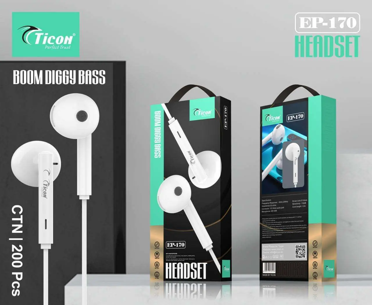 EP-170 Ticon 3.5mm Jack Champ Box Packing Earphone