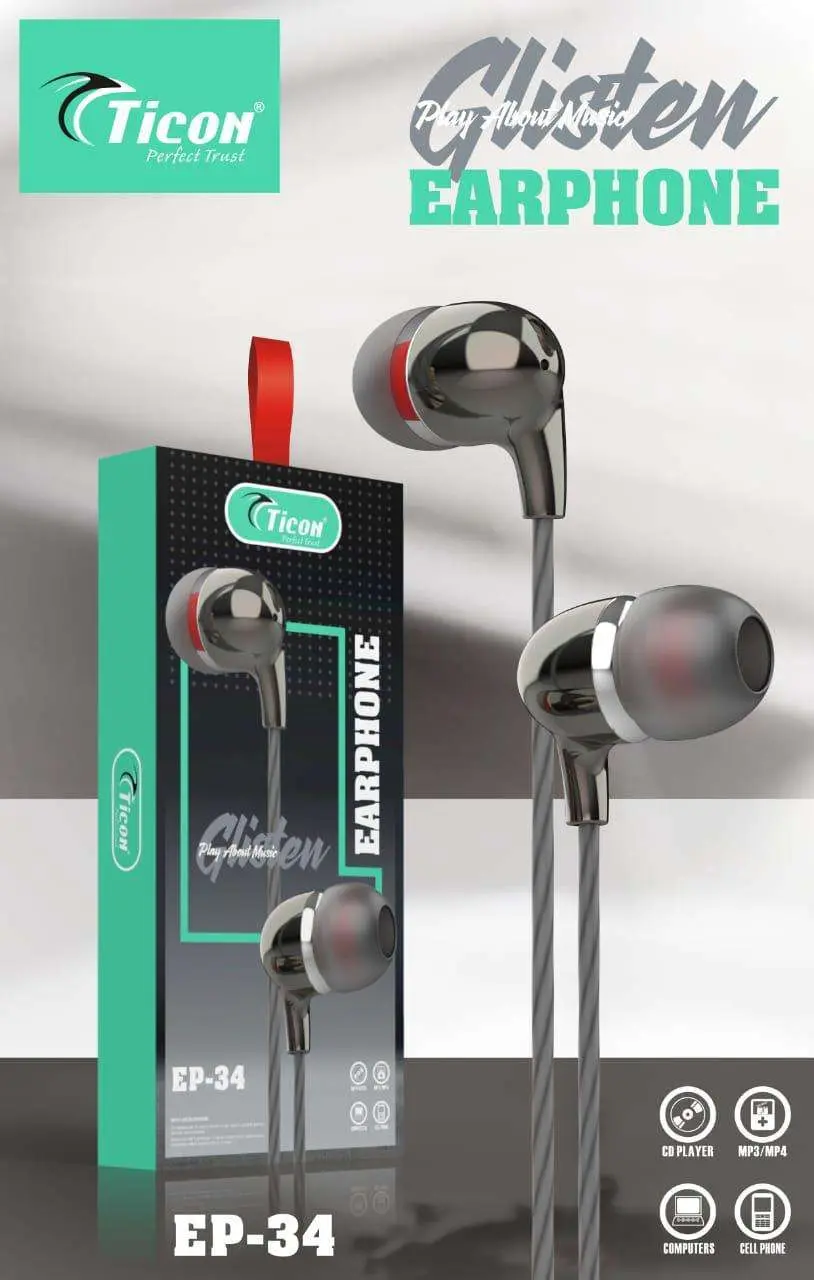 EP-34 Ticon 3.5mm Jack Champ Box Packing Earphone