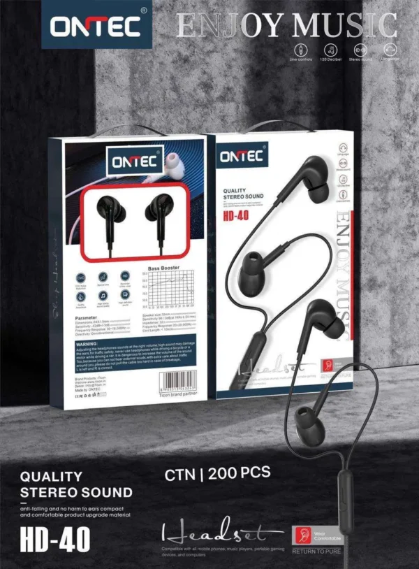 HD-40 Ontec 3.5mm Jack Champ Box Packing Earphone