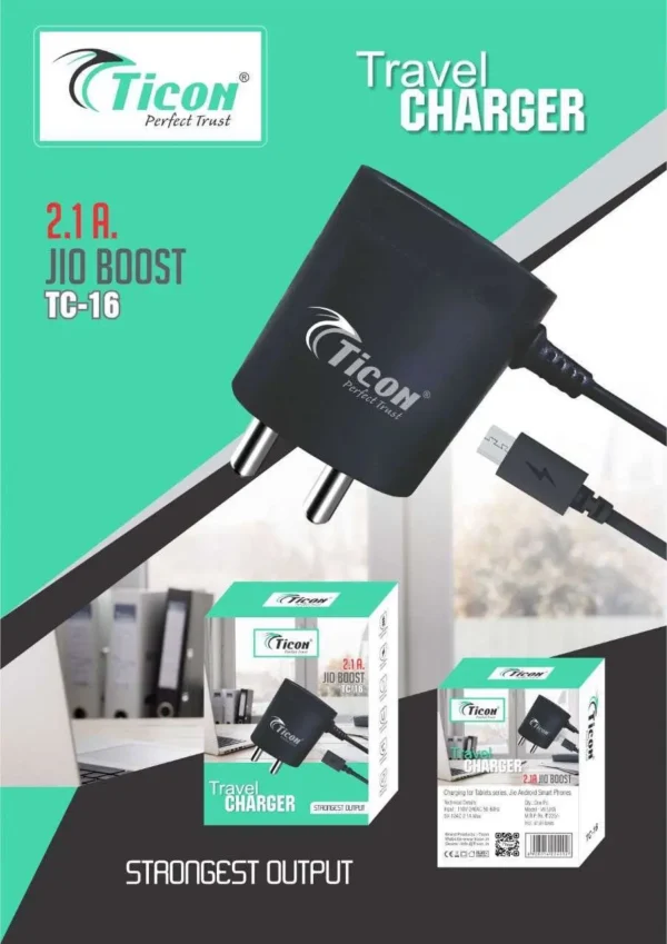 TC-16 Ticon Jio Travel Charger WIth 2.1A Jio Boost Support