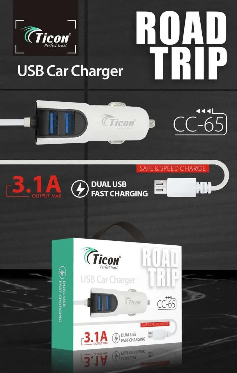 CC-65 3.1A -Dual USB Ticon Car Charger