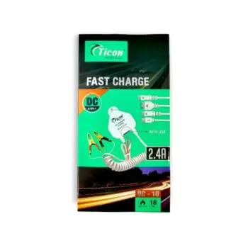 DC-10 Ticon DC Charger With Inbuild 4in1 - V8/ 2-V8 / Type-C Charging Cable