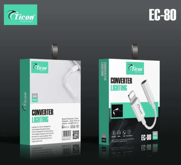 EC-80 Ticon Handsfree 3.5mm to Lightening Converter for IOS Devices