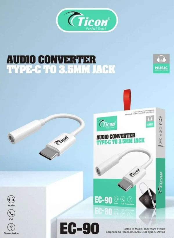 EC-90 Ticon Handsfree 3.5mm to Type-c Converter for Android Mobile Devices