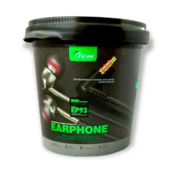 EP-93 Ticon Stereo Sound Glossy Champ 3.5mm Jack Earphone Round Box Packing
