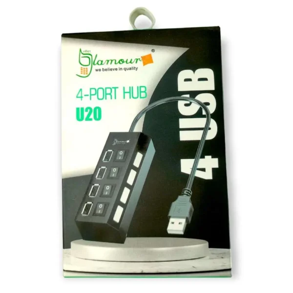 Glamour U20 4-Port USB Hub With External 5V Power Support
