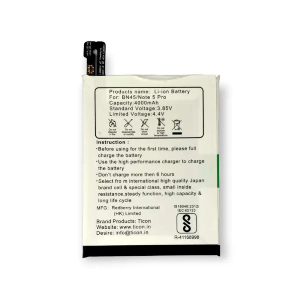 Xiaomi/Mi/Redmi Note 5 Pro For Ticon BN-45 High Quality Battery 4000mAh/3.85V
