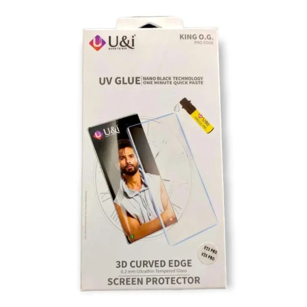 U&i Full Glue UV Tempered Glass For Vivo V23 Pro/Vivo V25 Pro With Full Cover Tempered Glass Screen Protector 