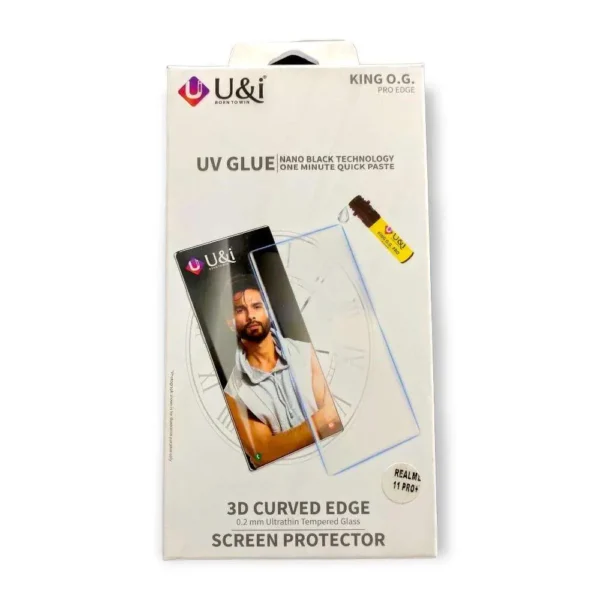 U&i Full Glue UV Tempered Glass For Realme 11 Pro Plus 5G With Full Cover Tempered Glass Screen Protector 