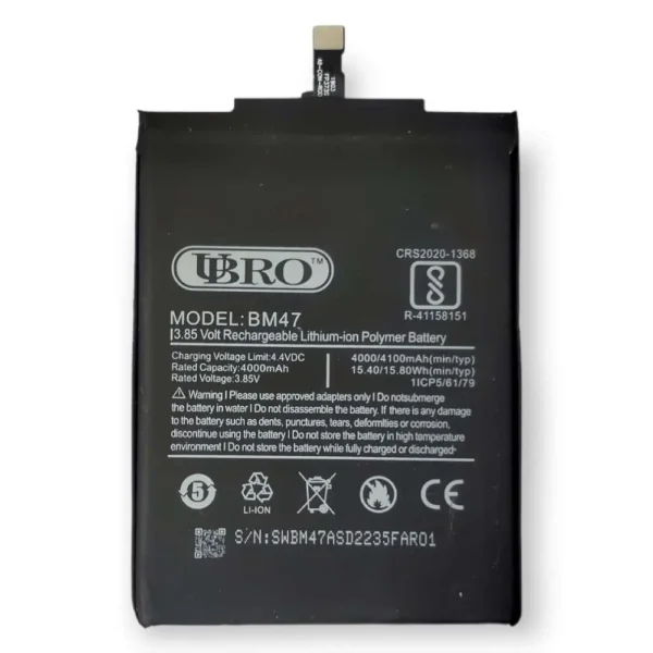 UBRO Li-ion Battery Original Long Lasting High Capacity Redmi 3S BM47 Original Mobile Battery
