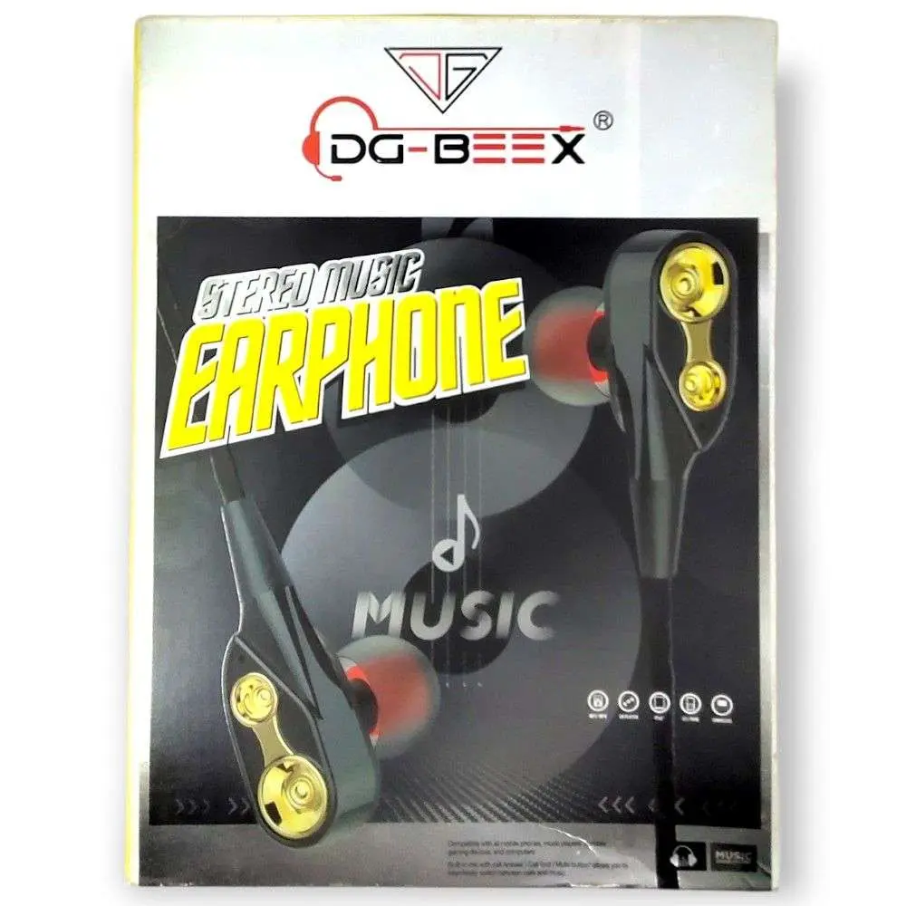 DG-BEEX DG-HF-91 Wired In the Ear With Mic & Stereo Music Earphone 9mm Jack Champ Box Packing Earphone (White)