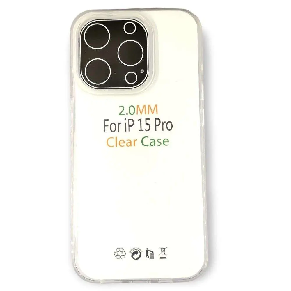 Apple iPhone 15 Pro Mobile & 2.0MM TPU Phone Case (Transparent) Transparent Back Cover Case | Protection Cover Case TPU