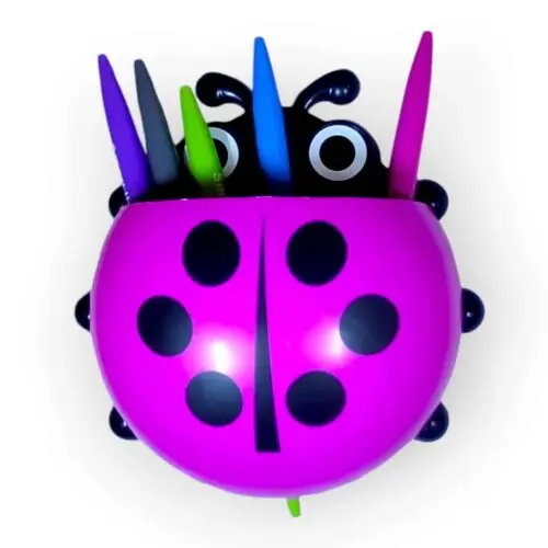 Angel Infinite Plastic Ladybug Insect Wall Mount Pen, Pencil Holder (pack Of 2)